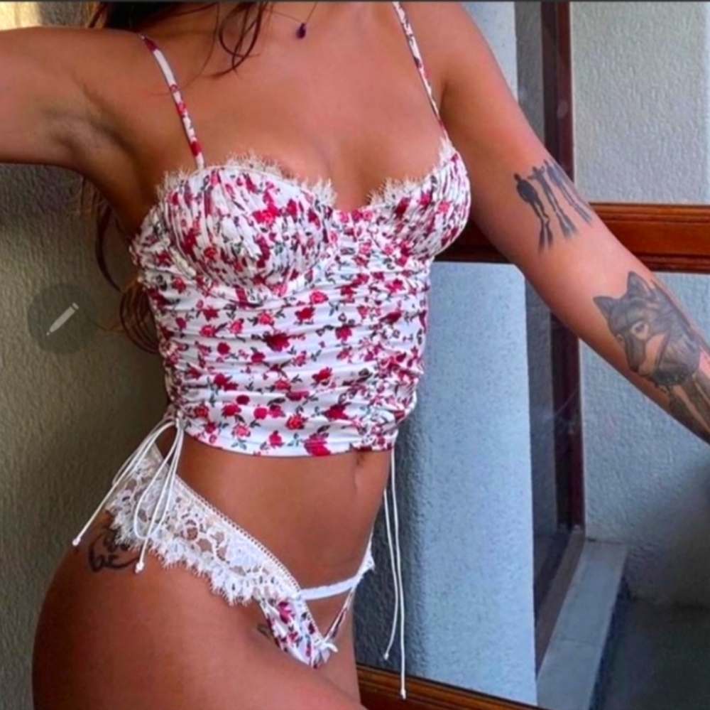 For Love & Lemons x Victoria Secret collaboration Melrose Bustier top